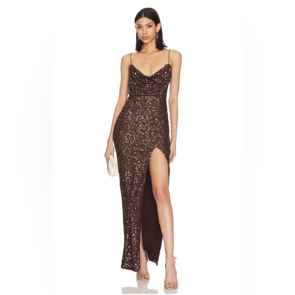 REVOLVE CHOCOLATE BROWN SEQUIN DRESS